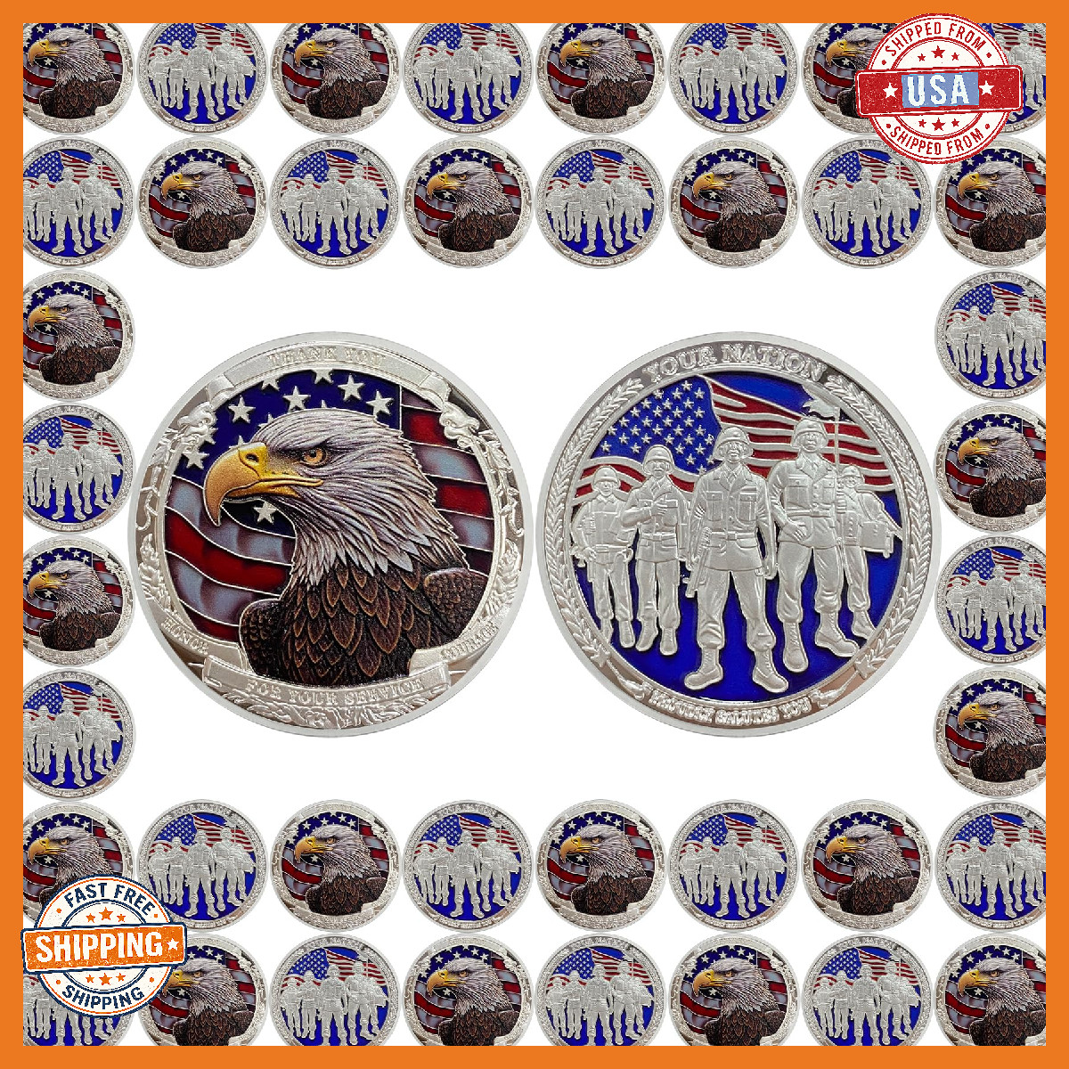 BHealthLife 42 Pcs Military Thank You Challenge Coins Set Veterans Soldiers