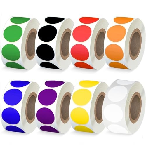 4000 PCS 1" Colored Dot Stickers Circle Color Coding Labels, 8 Color 8 Colors