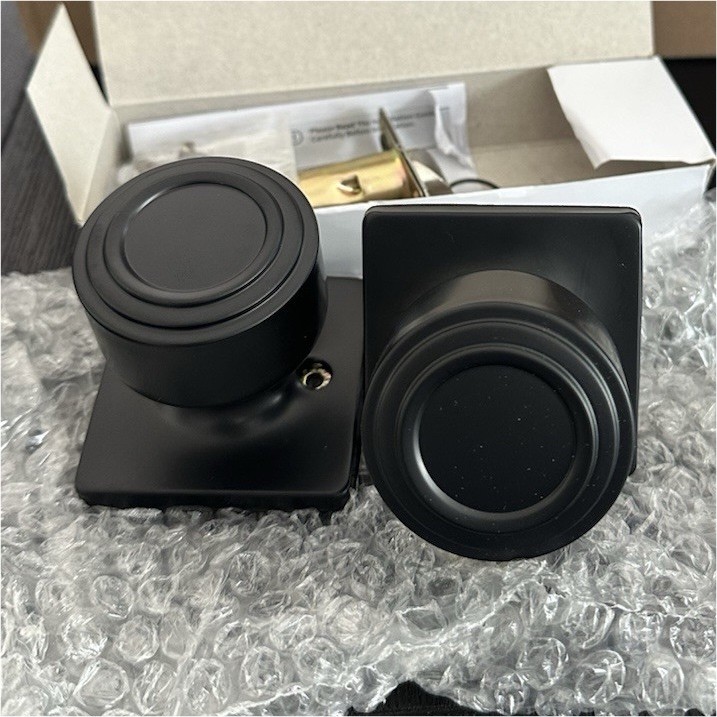 Matte Black Metal Contemporary Round Door Knob Set with Hardware Easy Install