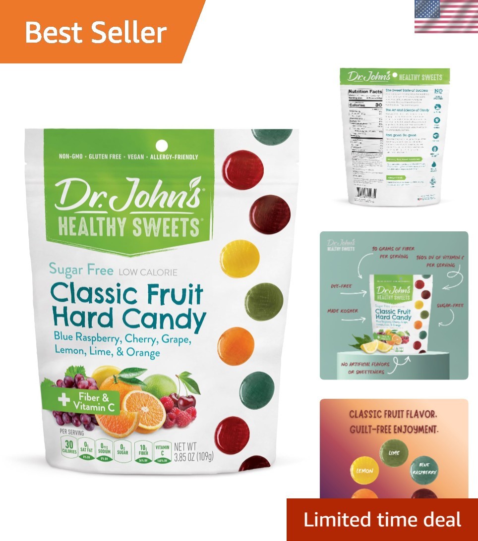 Classic Fruit Hard Candy with Zero Sugar, Dye Free, Plant Based, Keto Friendl...