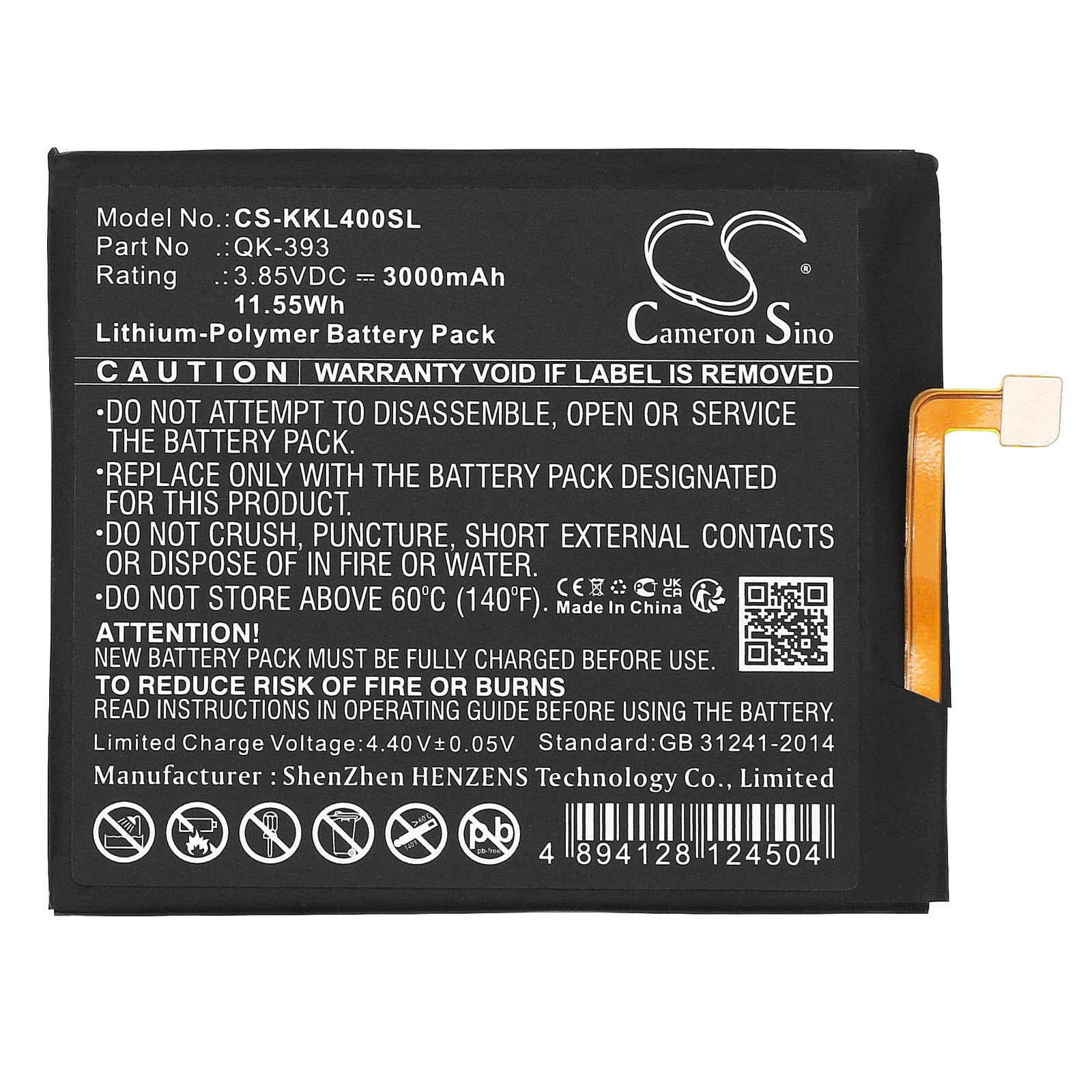 BATTERIE 3000mAh Type QK-393 For 360/QiKU 1503-A01 1503-A02 360 N4, 1503-M02