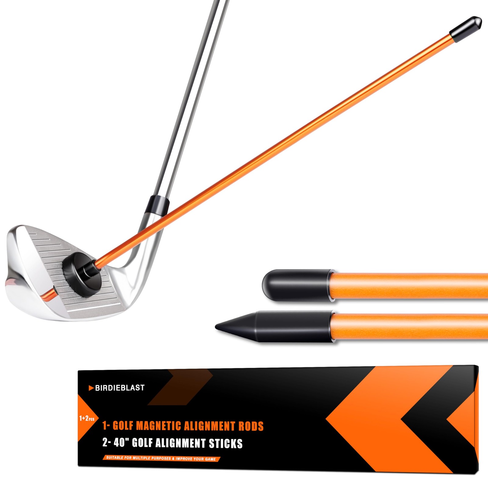 2 Pack Collapsible Golf Alignment Sticks & 1 Pack Golf Magnetic Alignment Rods, 