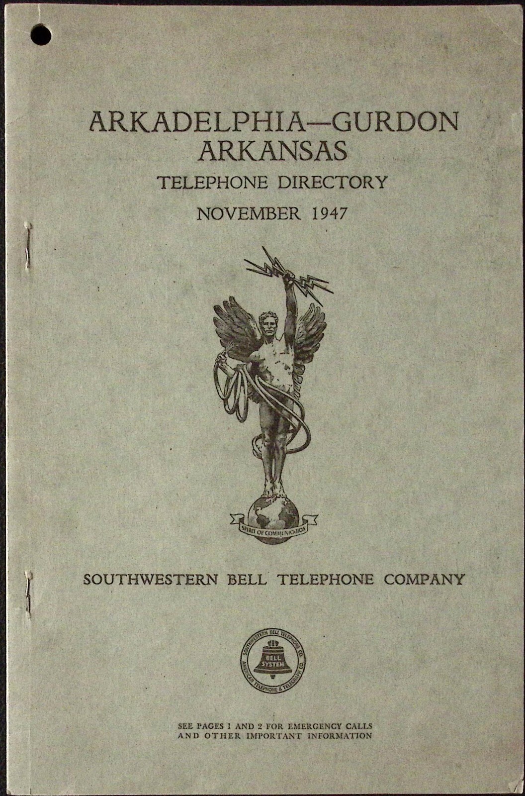 1947 Arkladelphia Gurdon Arkansas Telephone Directory Southwestern Bell Co