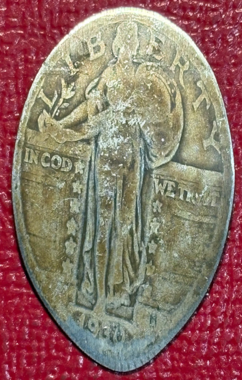 ELONGATED SILVER 1930 STANDING LIBERTY QUARTER 1993 ANA CONVENTION J H CLINE