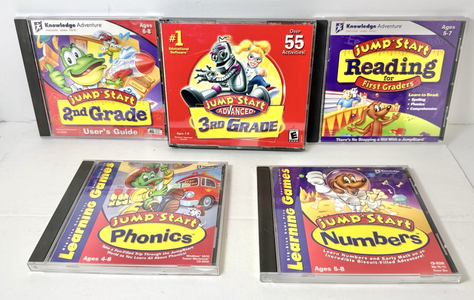 Lot Of 5 Jump Start Learning Games. Reading/Numbers/Phonics + Advanced. CD-ROM