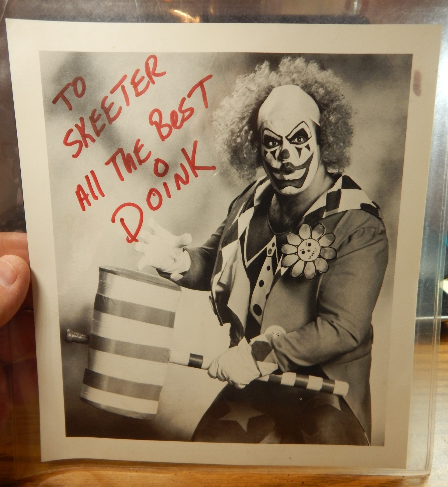 VINTAGE DOINK THE CLOWN 7 3/4X8 3/4 SIGNED PHOTO WRESTLING AUTO #1 LQQK