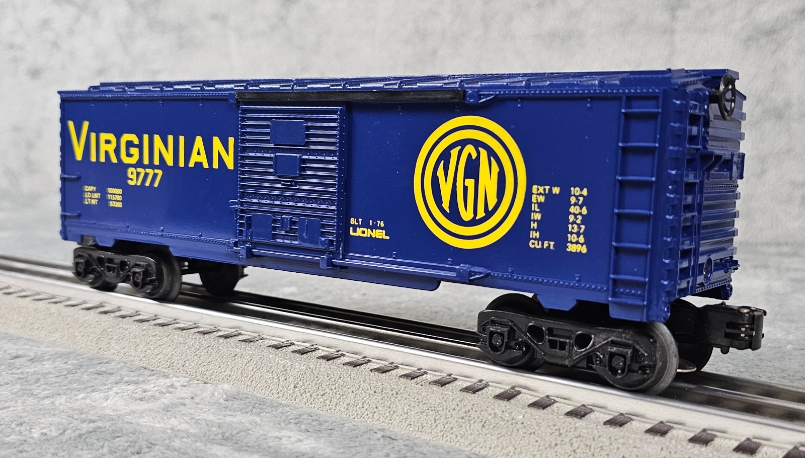 Lionel 6-9777 O/O-27 Scale Blue Virginian Box Car 1976-77 1:48 Scale