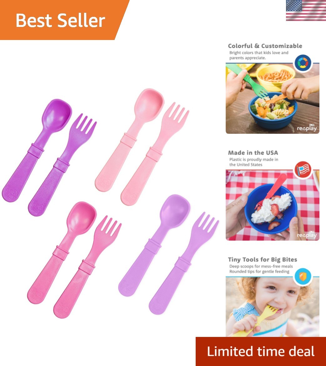 Toddler Forks and Spoons Set - 4x4 Utensils Set for Kids - Dishwasher and Mic...