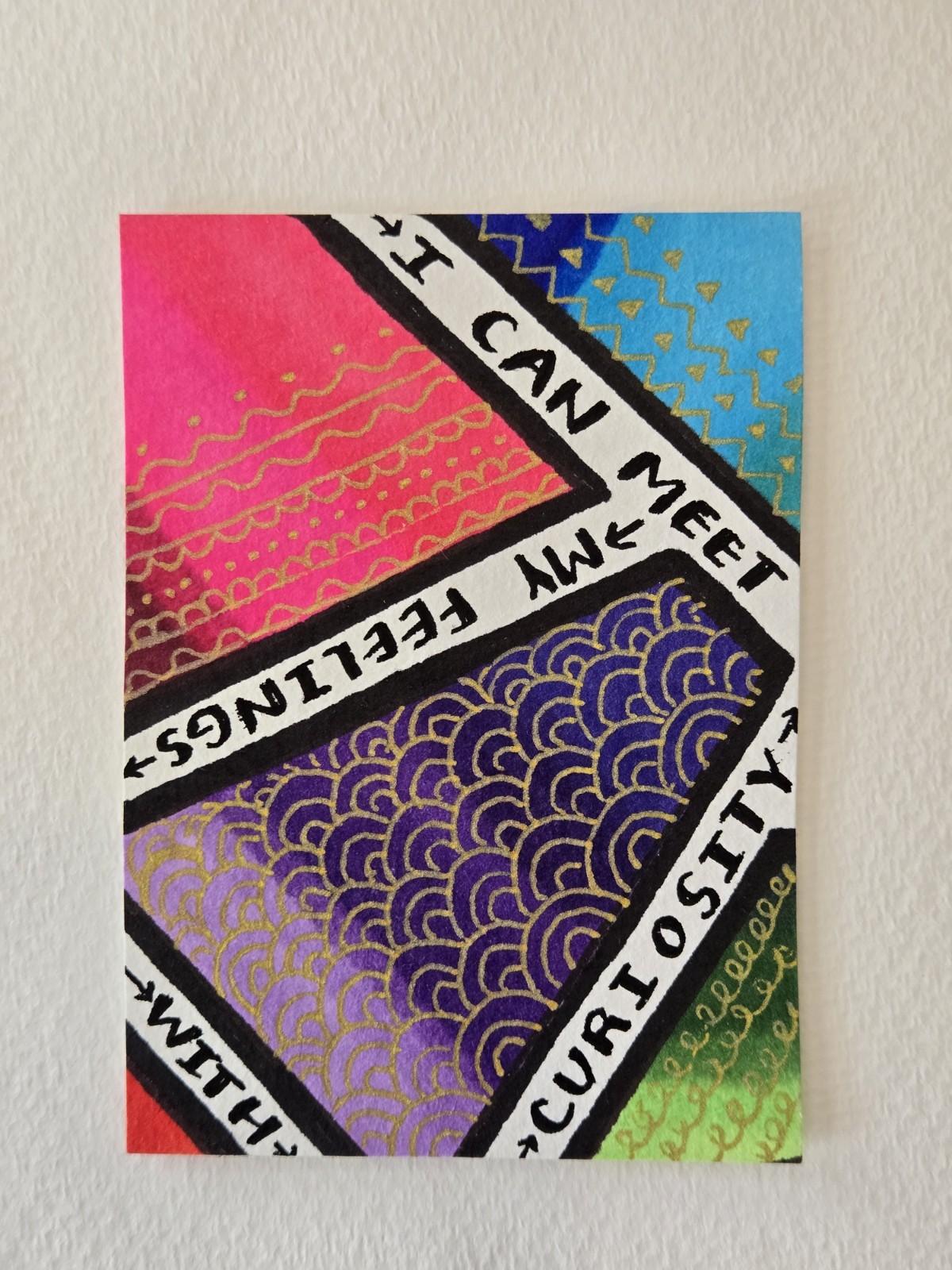 ACEO Original Mixed Media Abstract Colorful Affirmation Healing Moody Mamma Art