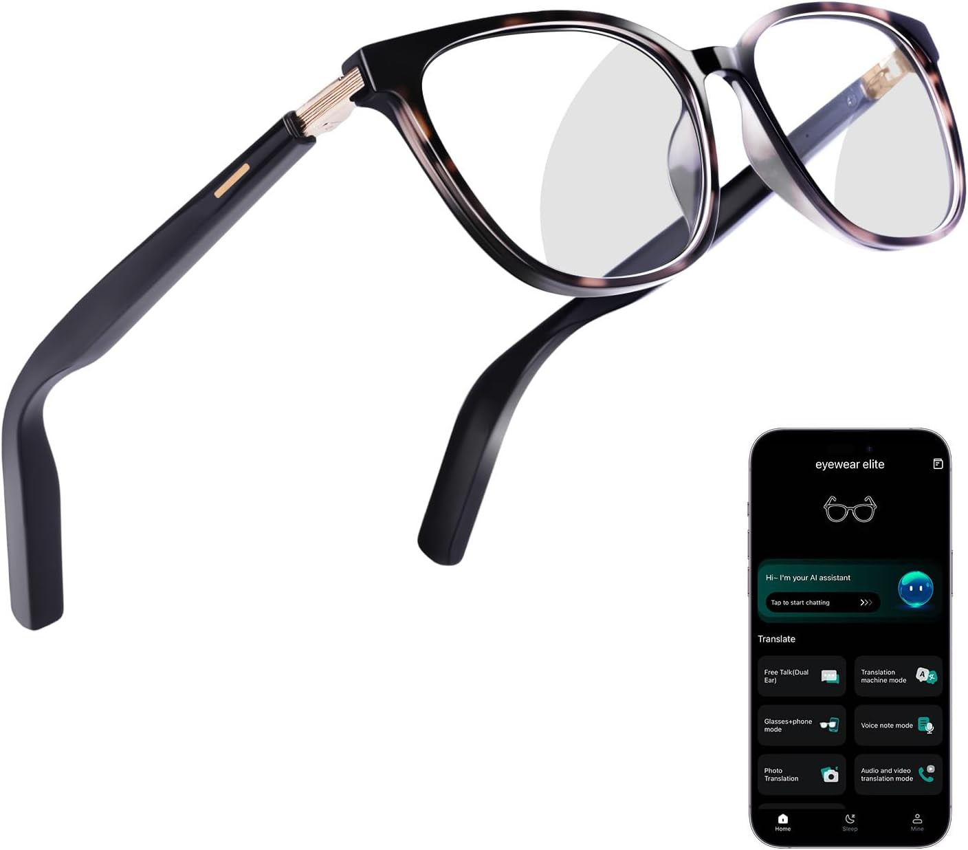 AI Smart Glasses for Men & Women – Powered by Chatgpt, Real-Time Translation, Bl