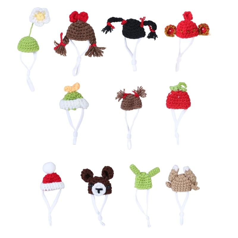 Adjustable Strap Crochet Hat Cartoon Hat Small Pet Party Dress Up Hat Pet Supply