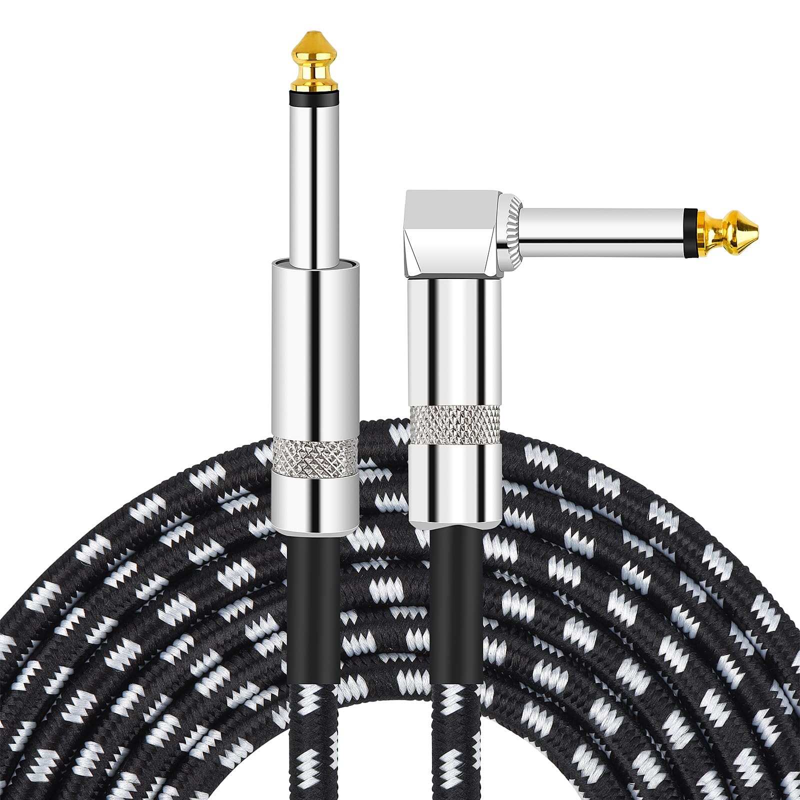 Xaspac Guitar Cable, Instrument Bass 10 feet, Black, Silver 