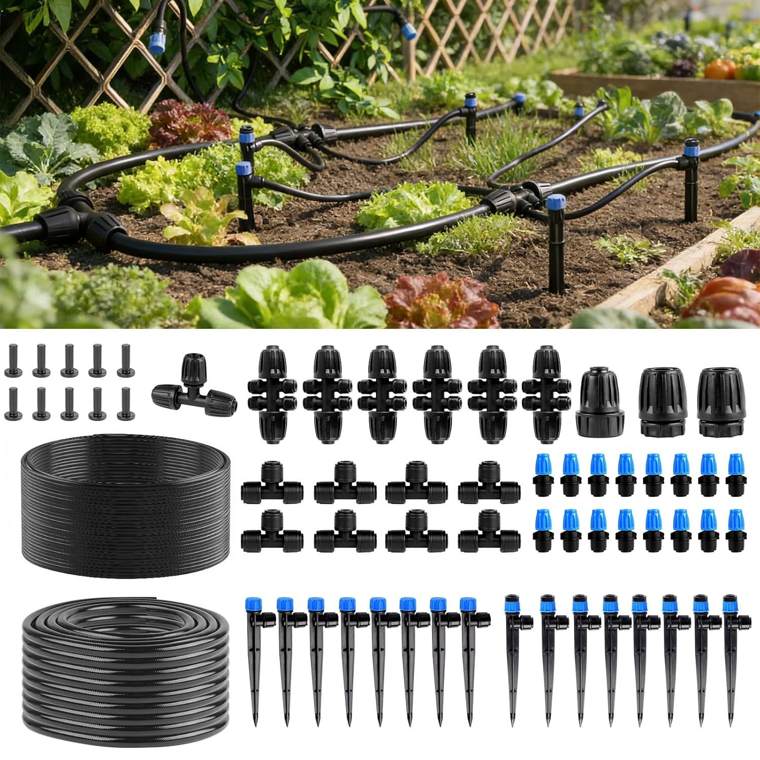 Garden Drip Irrigation System - 230FT Quick-Connect Automatic Watering Misting S