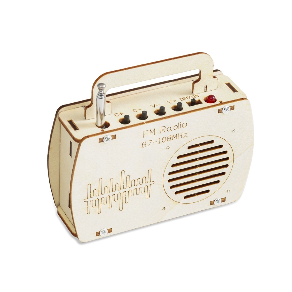 DIY FM Radio Kit Wooden Science Project Model School Supply Experiment Tool V2J8