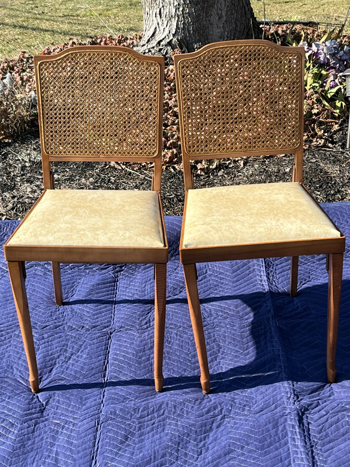 2 VTG LEG-O-MATIC Airstream RV Travel Trailer Folding Wood Chair w/ Metal Hinges