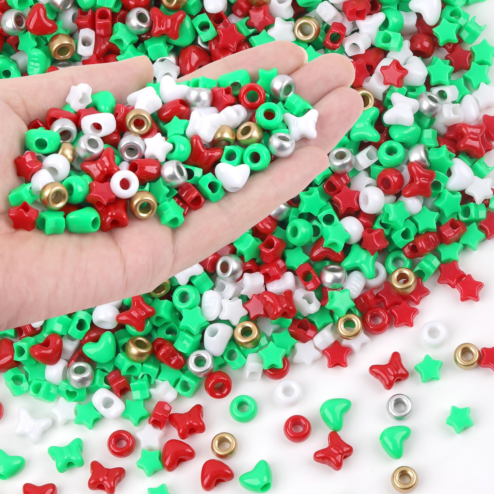 GMMA White Red Green Pony Beads Shapes for 6*9mm, Gold Silver 