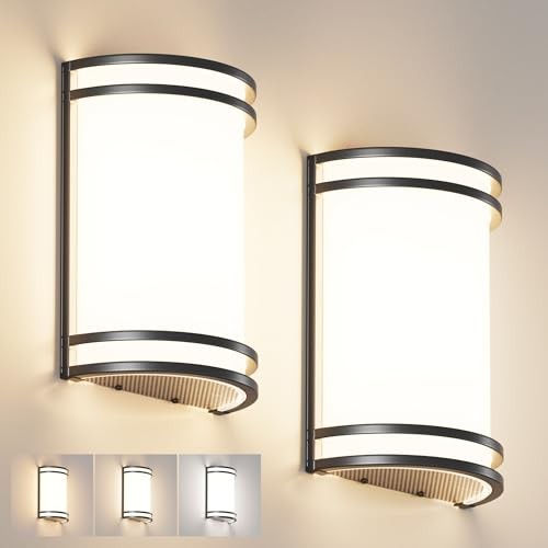  Wall Sconces Set of Two, Indoor 15W LED Modern Wall Sconce 2 Pack Black