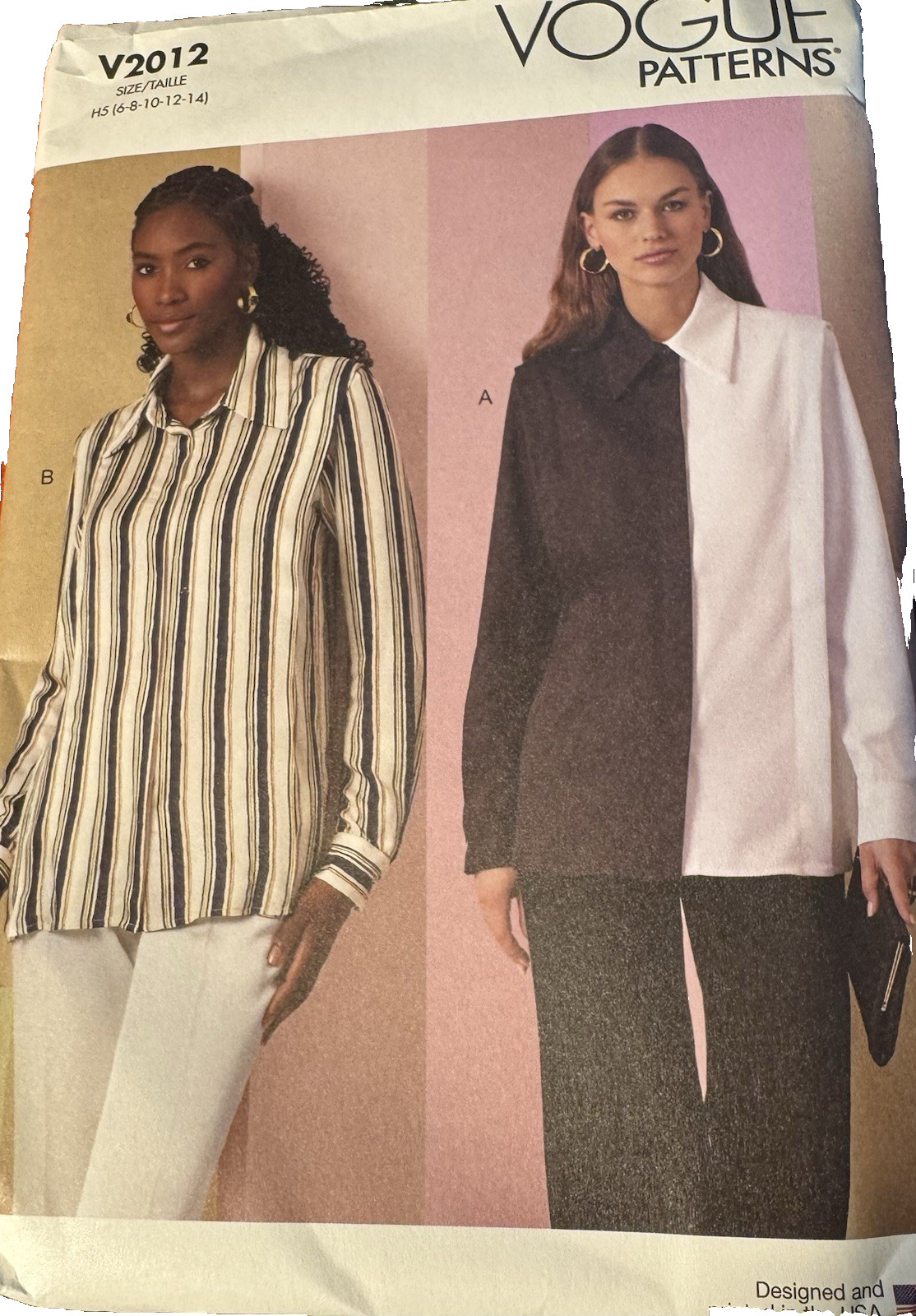 Vogue Patterns V2012 Misses'Shirt with flange shoulder sz 6, 8, 10, 12, 14 uncut