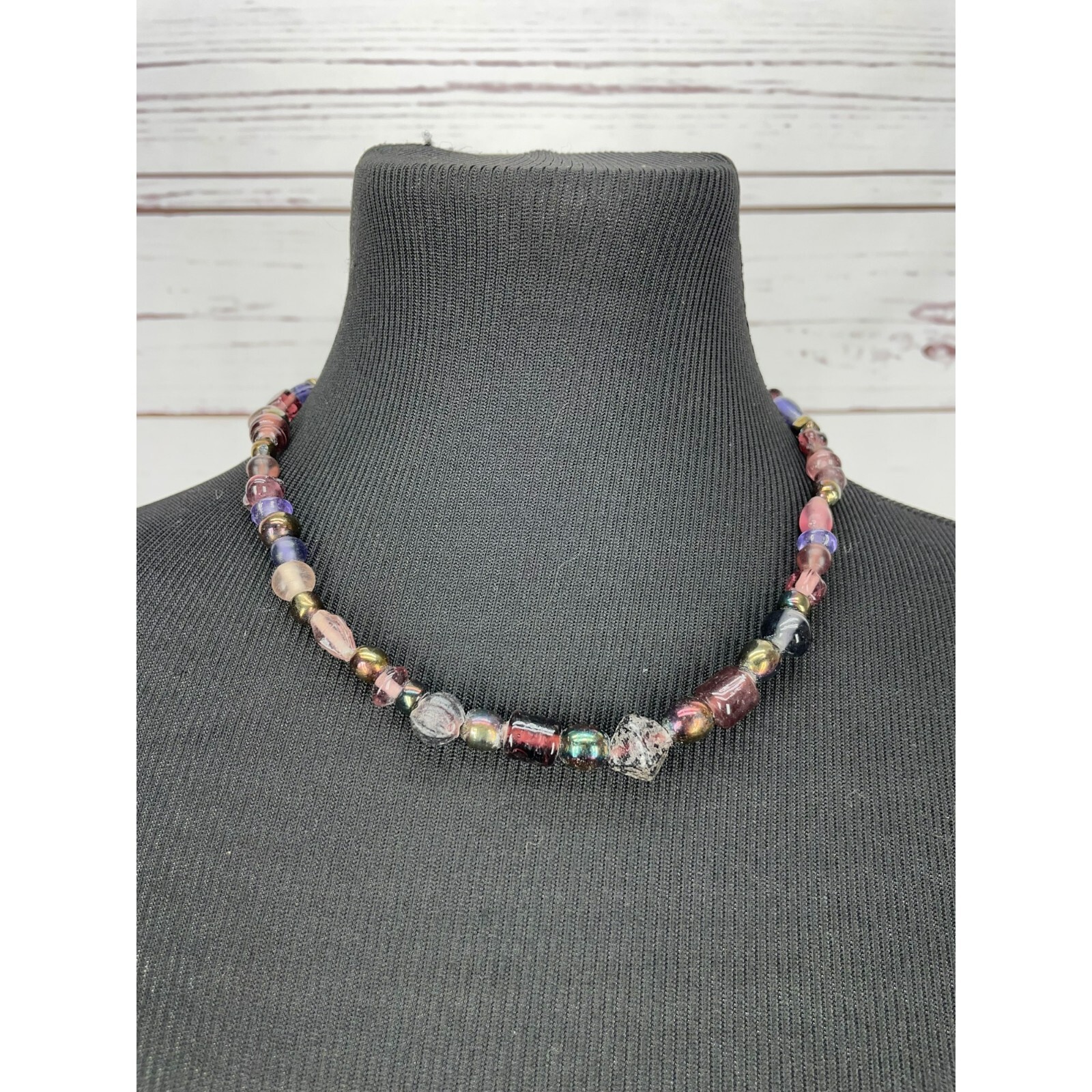 Handmade Vintage Plum Purple Tourmaline Strung Fashion Necklace Choker