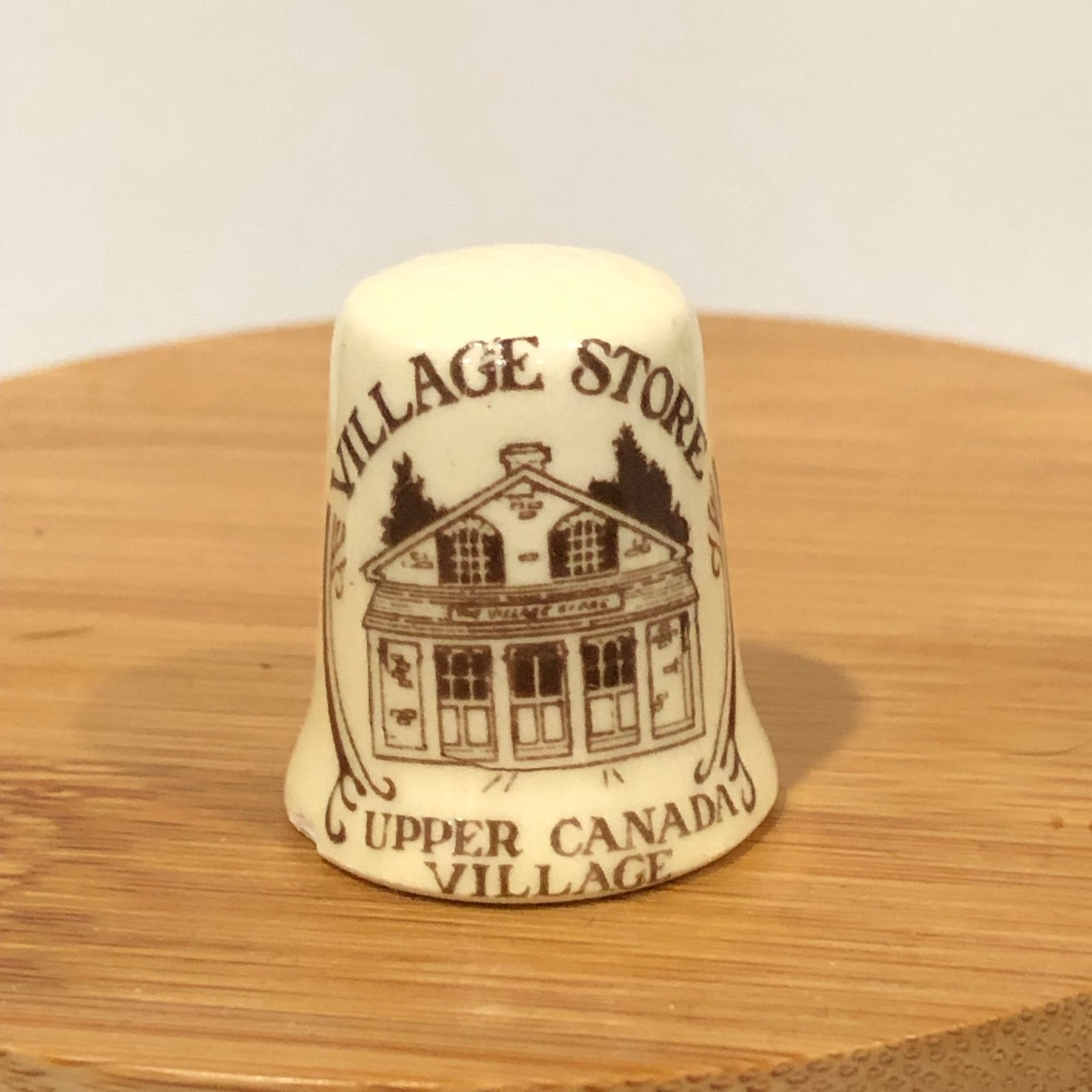 Upper Canada Village Souvenir Thimble Ceramic White Collectible Vintage 