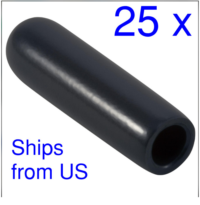 25 Caplugs HVC 203-16 Flexible Round Caps 5000 Pack Black Vinyl 0.203" W x 1.00"