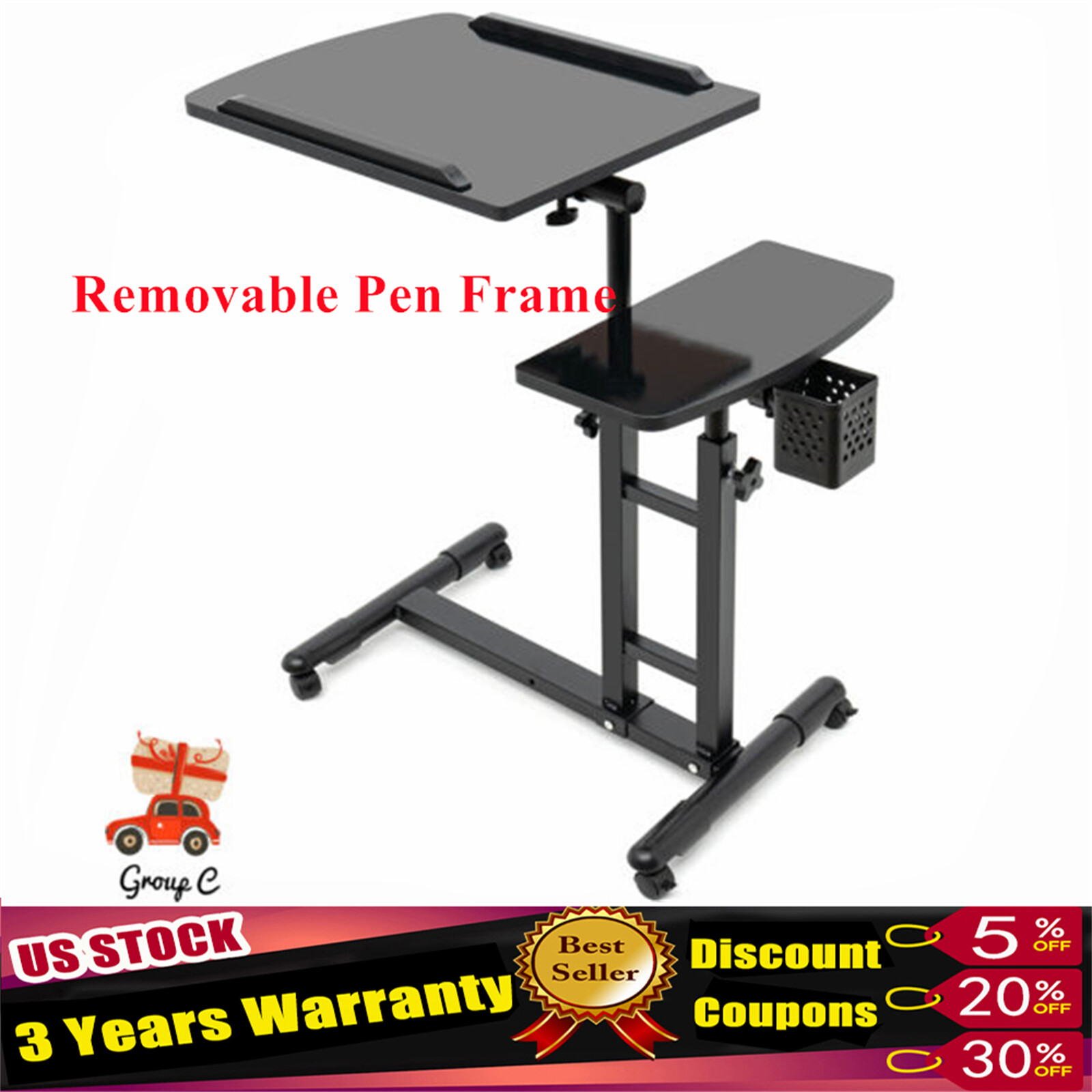 Portable Mobile Tattoo Work Station Arm Rest Stand Desk Table Workbench Tray