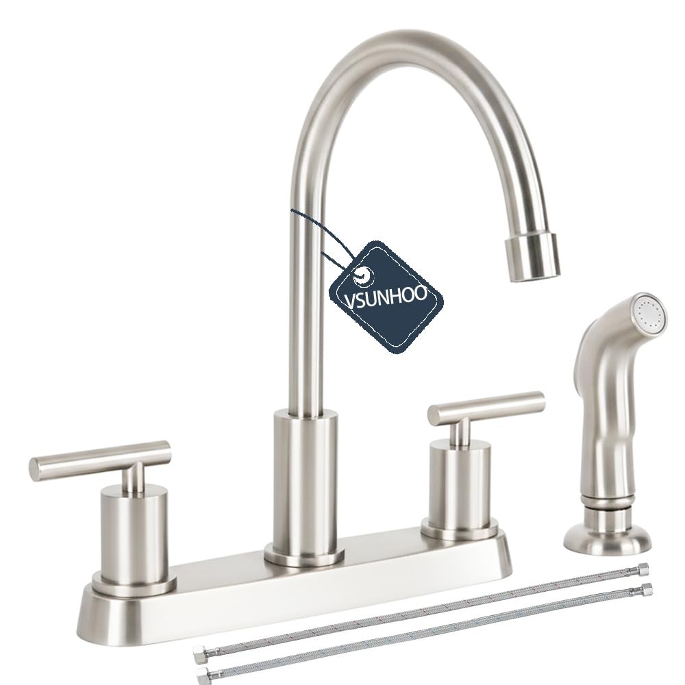 Kitchen Faucets, Kitchen Sink Faucet, Brushed Nickel Kitchen Faucet with Spra...