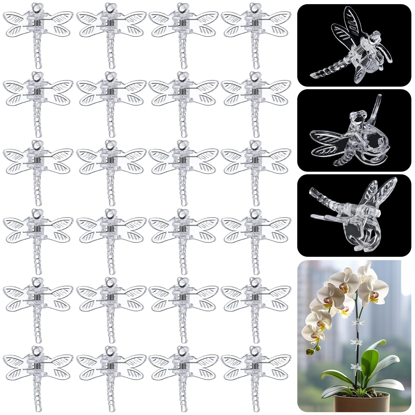 Wenqik 100 Pcs Orchid Clips Dragonfly Plant for Plants Support,... 