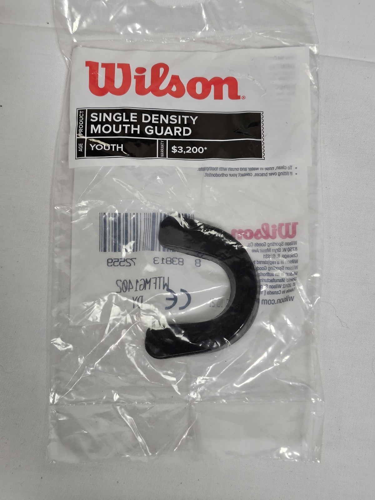 Wilson Single Density Strapless Youth Mouth Guard Black