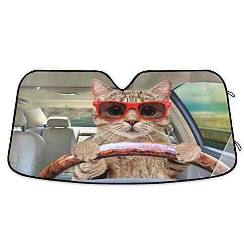 Cat Driving Car Windshield Sun Shade Kitty Eyes 55 inch * 27.6 inch Kitty Cat