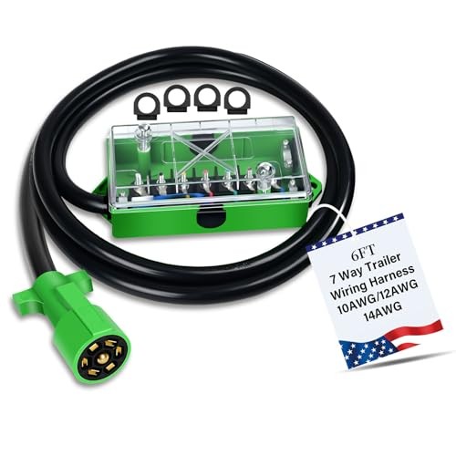6 FT 7 Pin Trailer Wiring Harness with 7 Gang 7 Pin 6 Feet-With Junction Box