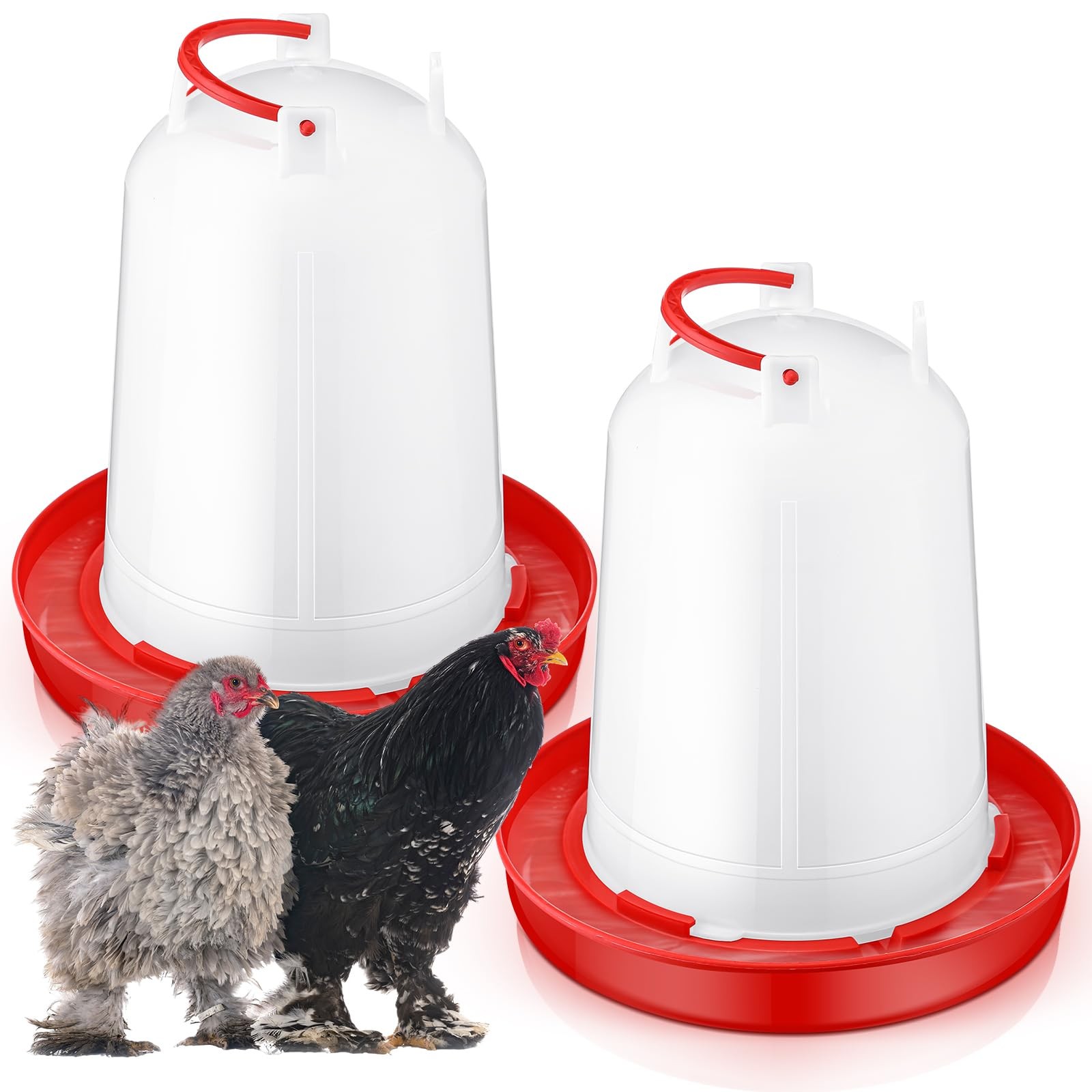 Pickmesh 2 Pcs 2 Gallon Plastic Poultry Drinker Waterer Automatic Chicken Duck