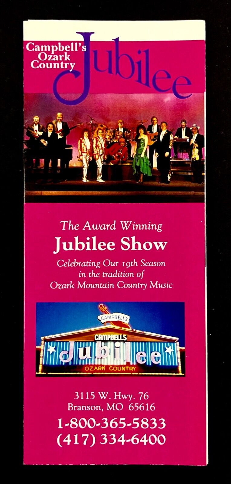 1992 Campbell's Ozark Country Jubilee Show Branson MO Vintage Travel Brochure
