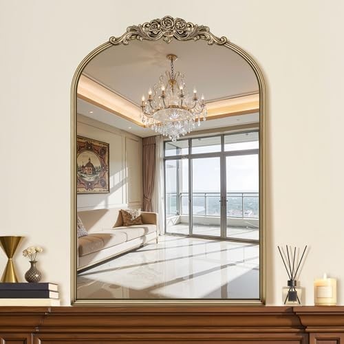 24"x36" Vintage Gold Mirror, Ornate Baroque Mirror 36"L x 24"W Rose Vertical