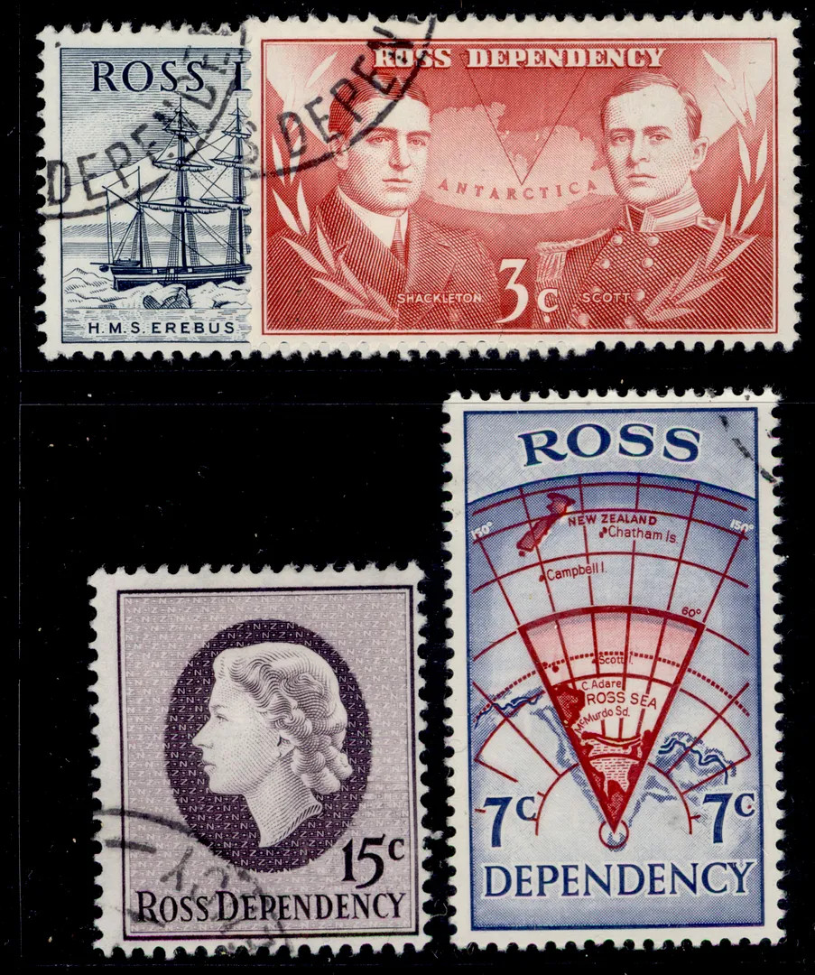 NEW ZEALAND - Ross Dependency QEII SG5-8, 1967 Decimal set, FINE USED. Cat £38.