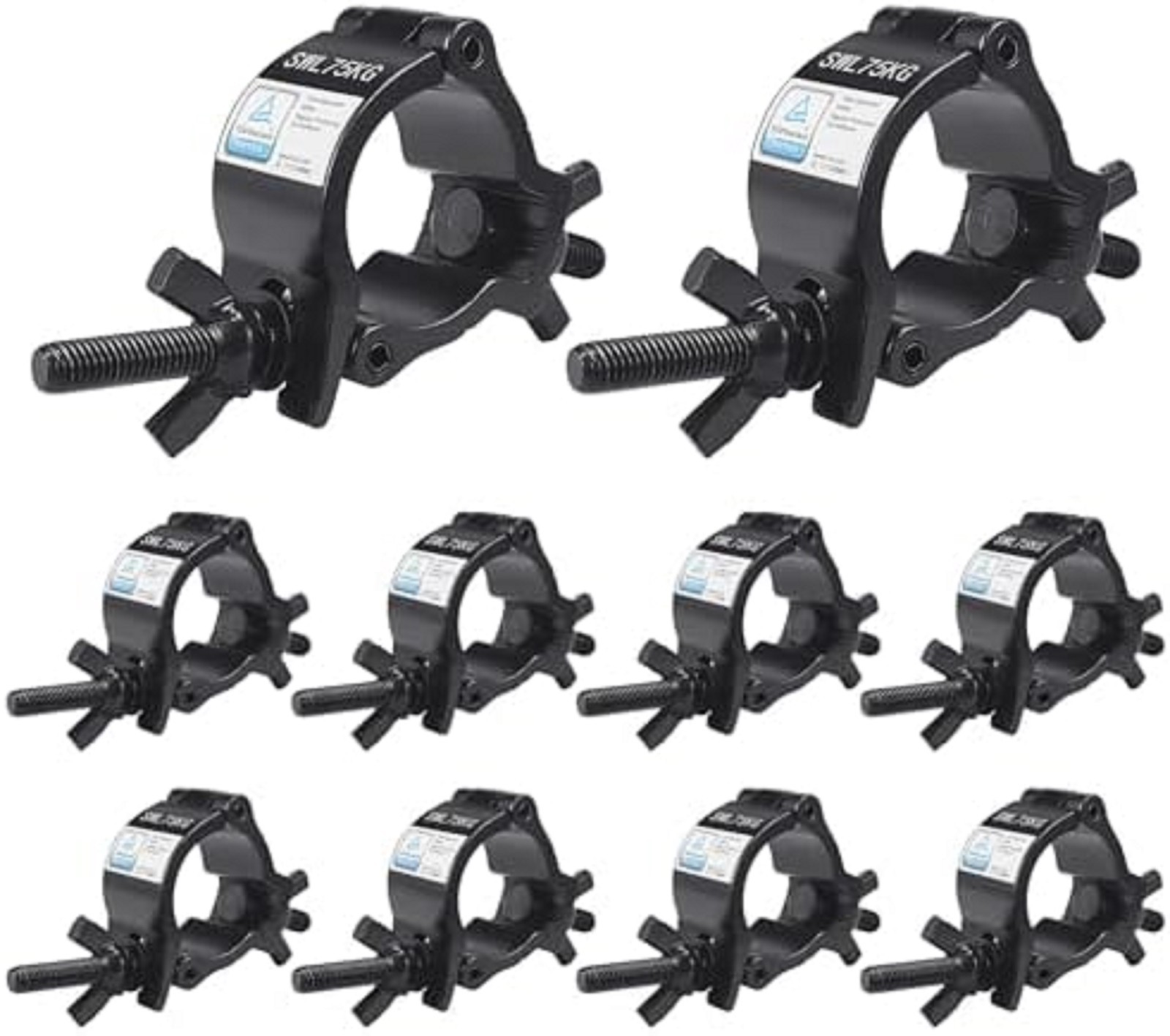 1-1/2" OD Black Stage Light Clamp, 10PCS Premium 1.37-1.57 Inch Aluminium Small