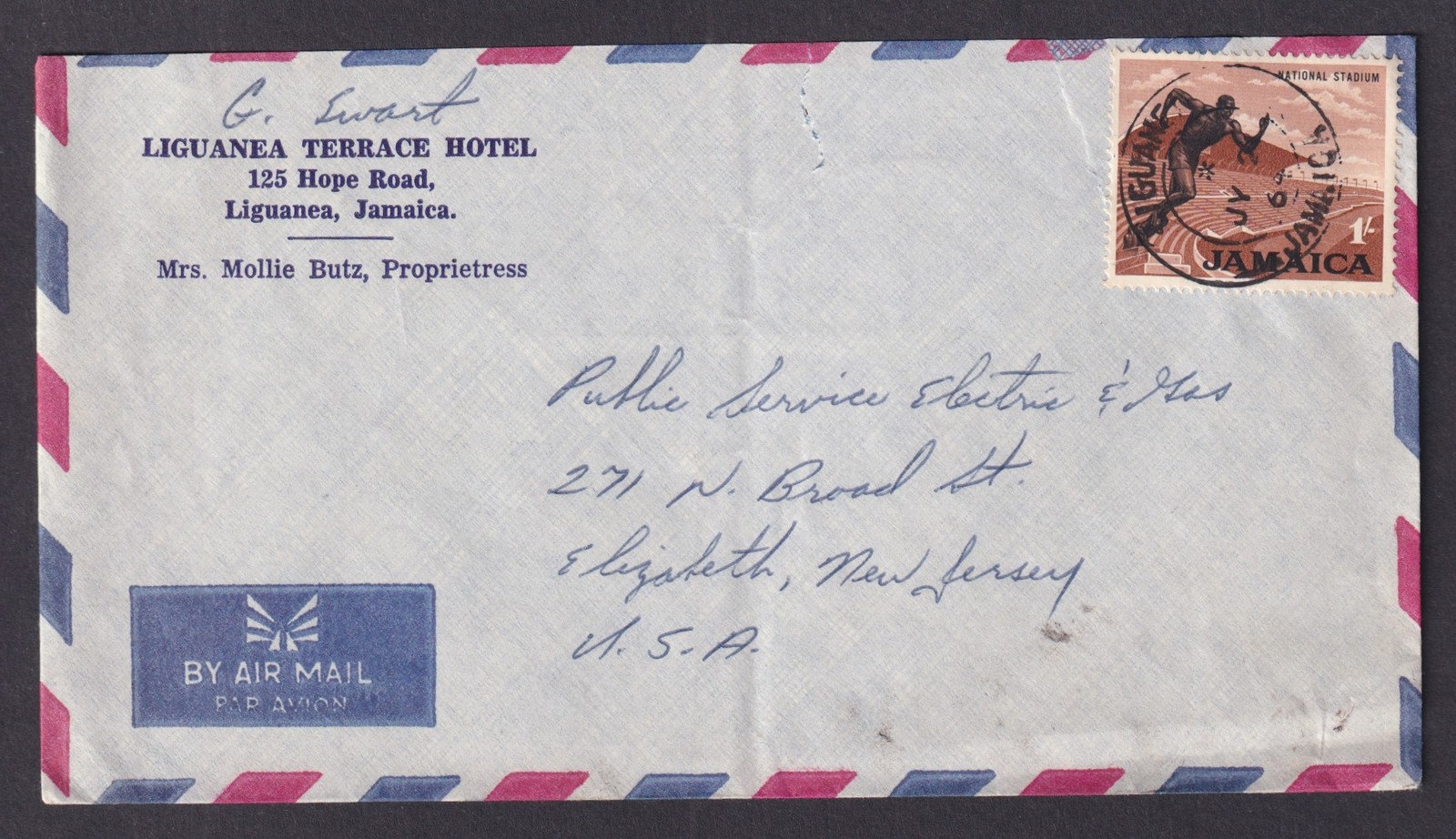 JAMAICA 1964 Air Mail cover Liguanea to Elizabeth NJ USA