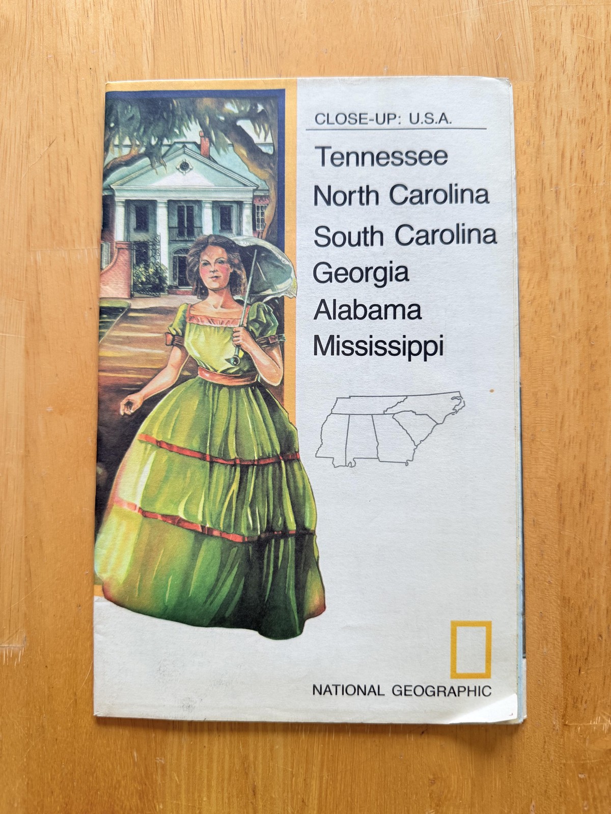 Vintage 1975 National Geographic Close-Up USA Southeast Map TN NC SC GA AL MS