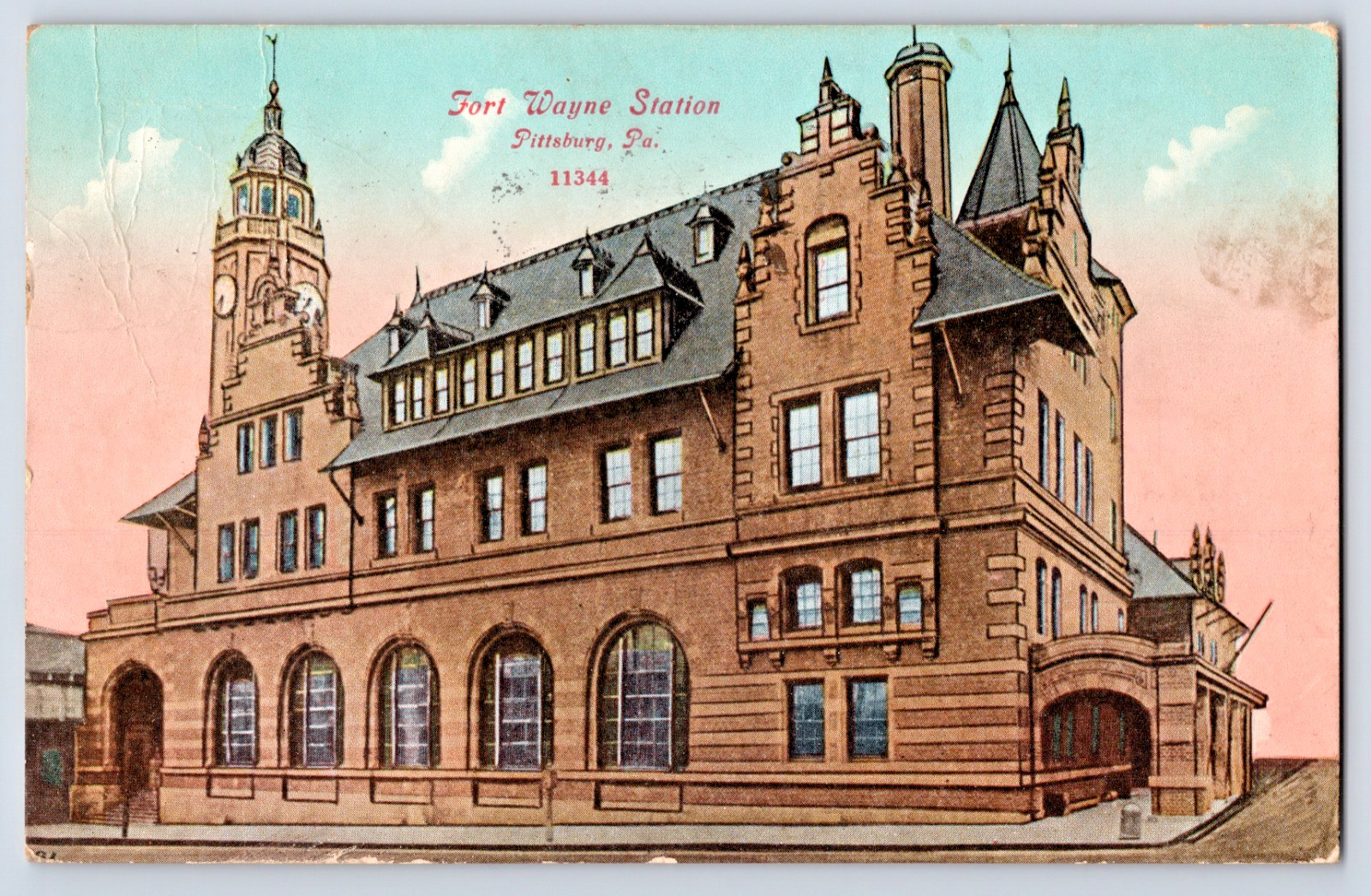 Pittsburg PA Pennsylvania Fort Wayne Train Station 1910s Postcard