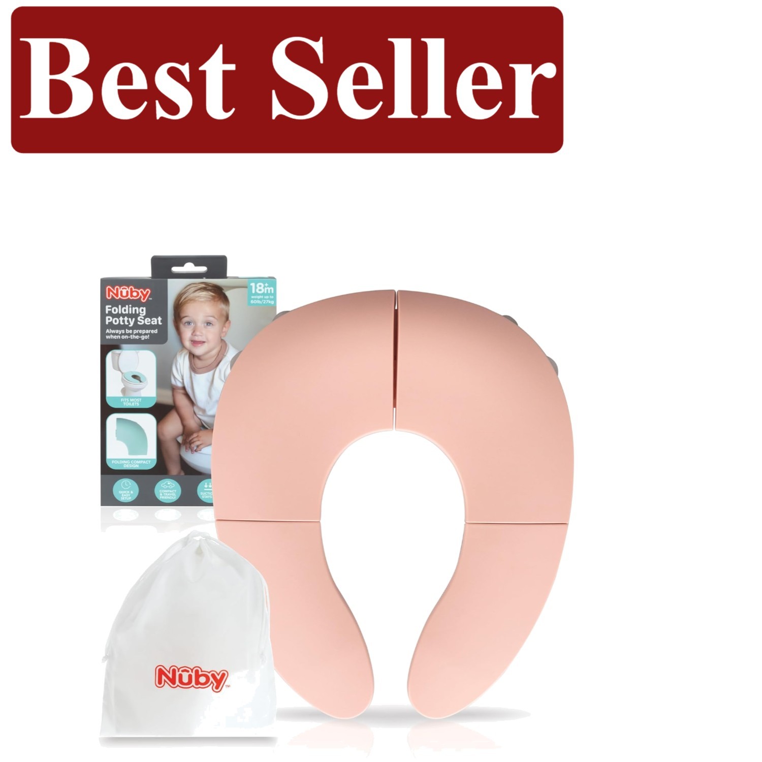 Compact Folding Potty Seat for Toddlers 18+  - Travel Essential in Pink