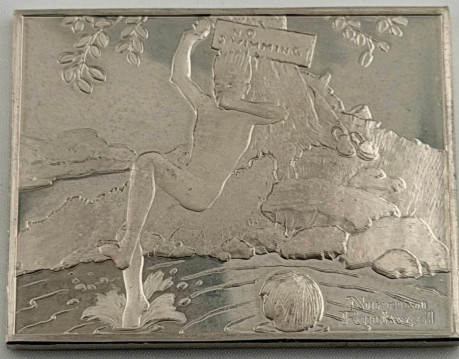 1973 98g Sterling Silver Bar - Franklin Mint - NORMAN ROCKWELL - Playing Hookey