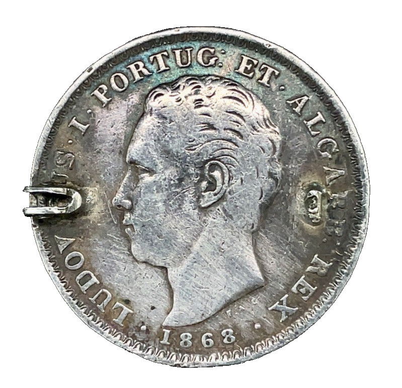 1868 Portugal 500 Reis Luis I .917 Silver Coin KM#509 Damaged