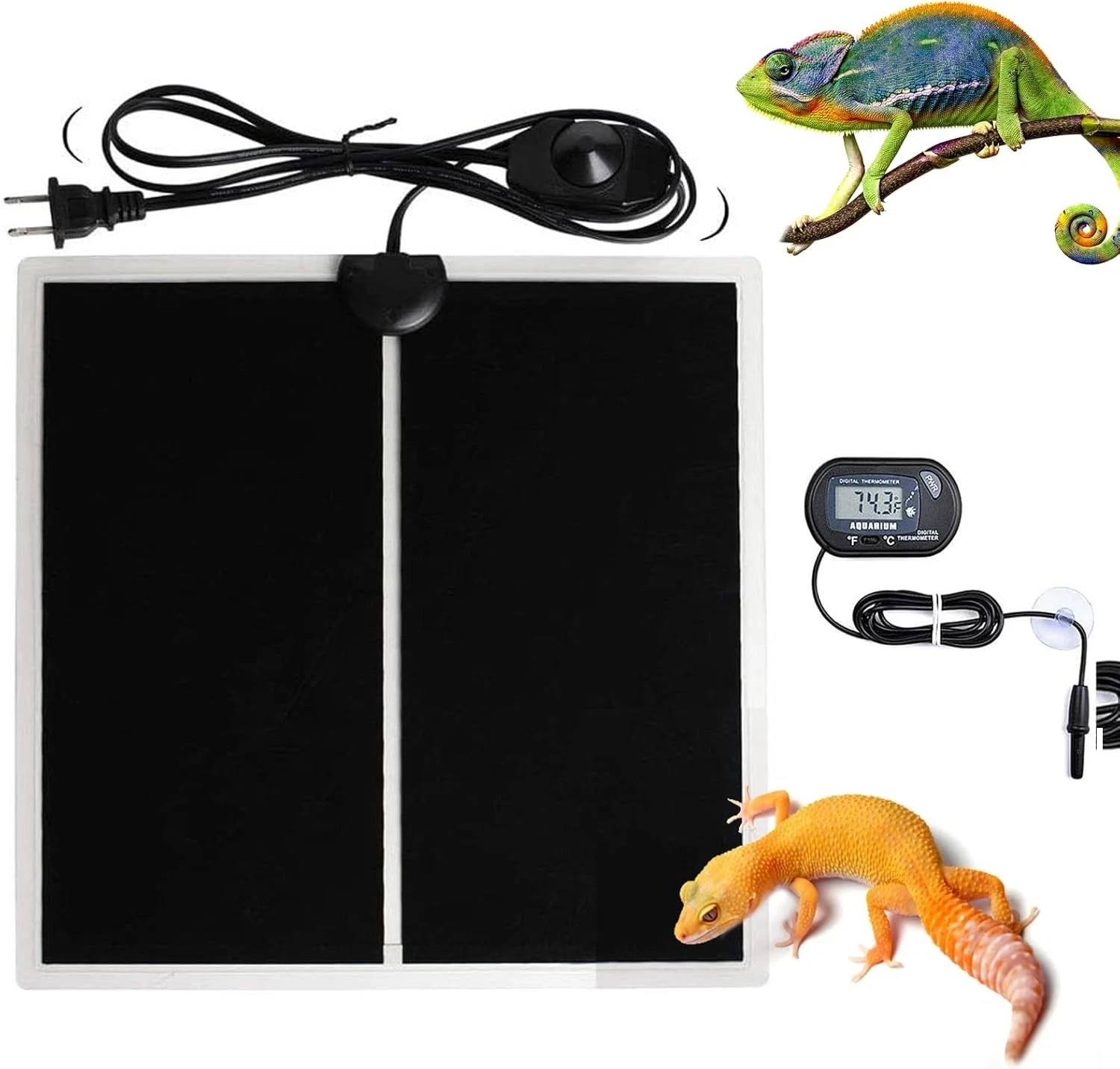 MQ Reptile Terrarium Heat Pad with LCD Digital Aquarium 5W, 5.5*6 in