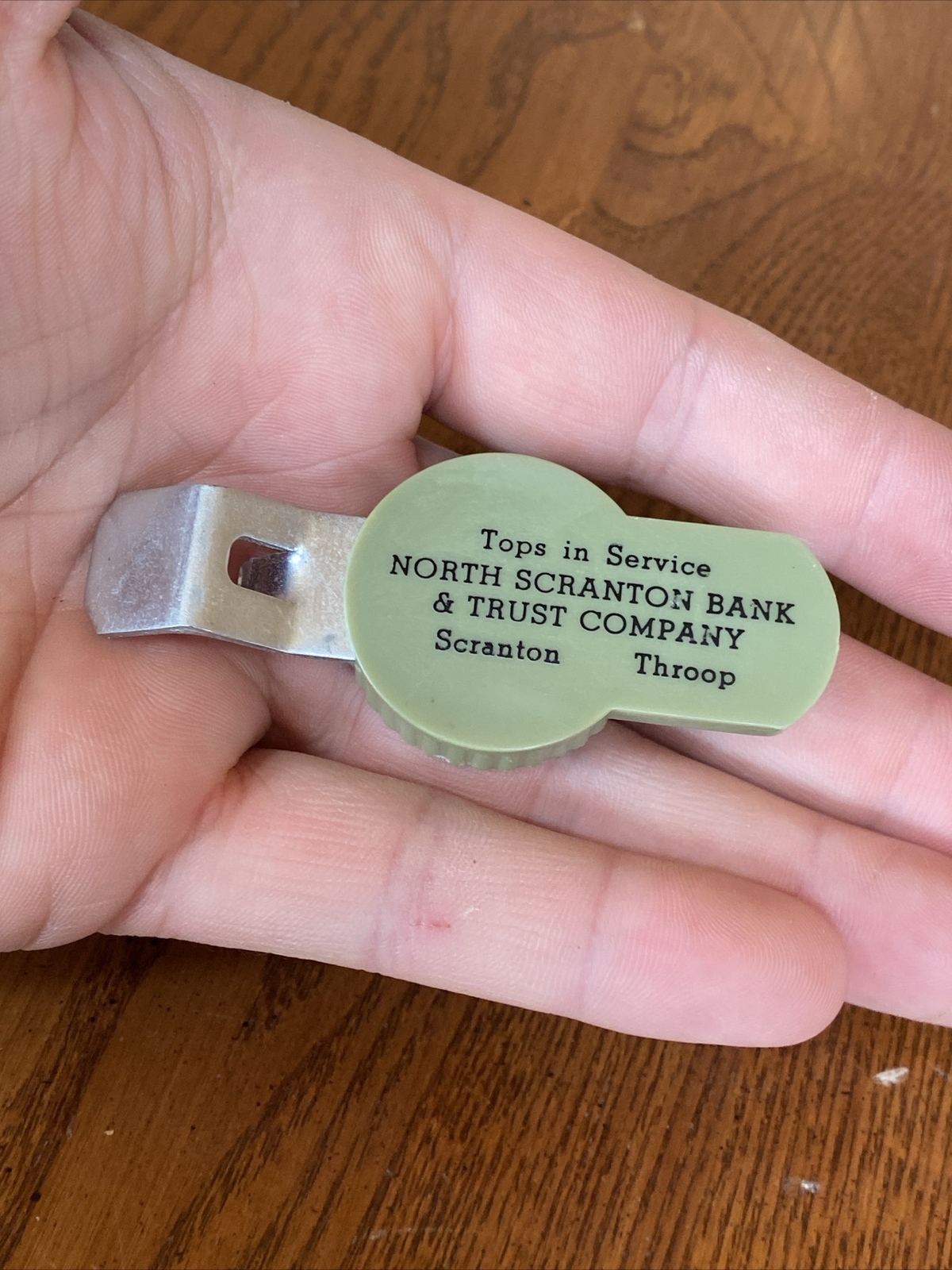 NORTH SCRANTON BANK & TRUST COMPANY THROOP PA Bottle Cap Can Opener Advertising