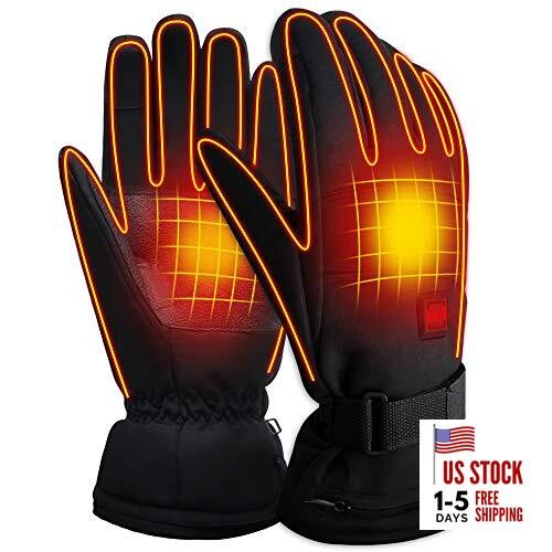  Rechargeable Heated Gloves with 3 Heat Settings,3200mAh 3.7V Gloves-Button