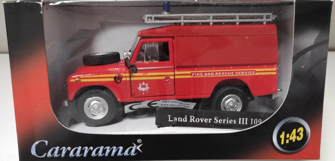 CARARAMA 1:43 CAR JEEP LAND ROVER SERIES III 109 FIREFIGHTERS RED ART CR039