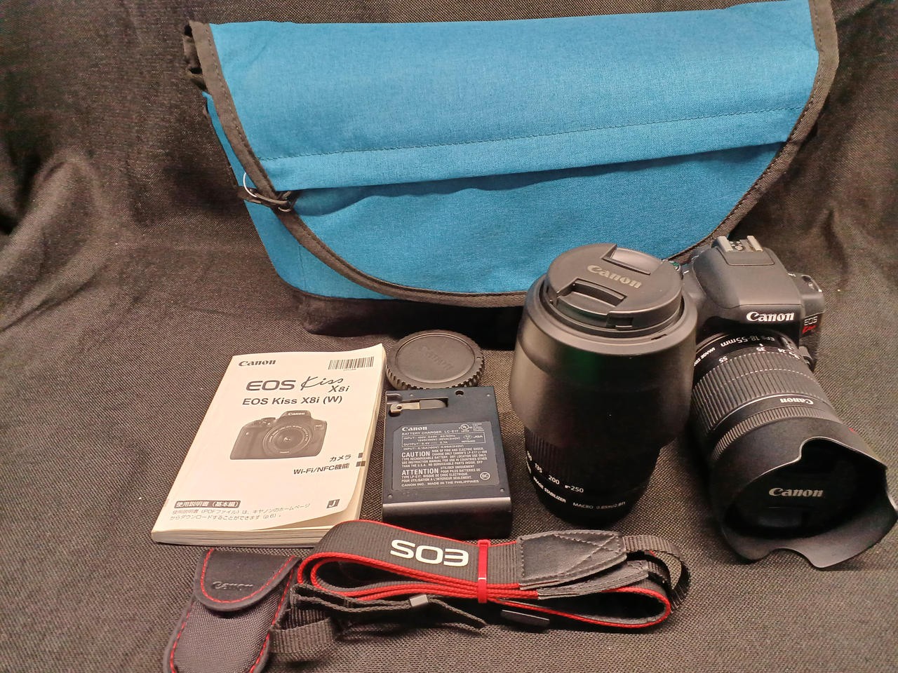 Canon EOS Kiss X8i DSLR Camera Kit 24.2MP, 18-55mm & 55-250mm Lens Used From Jap