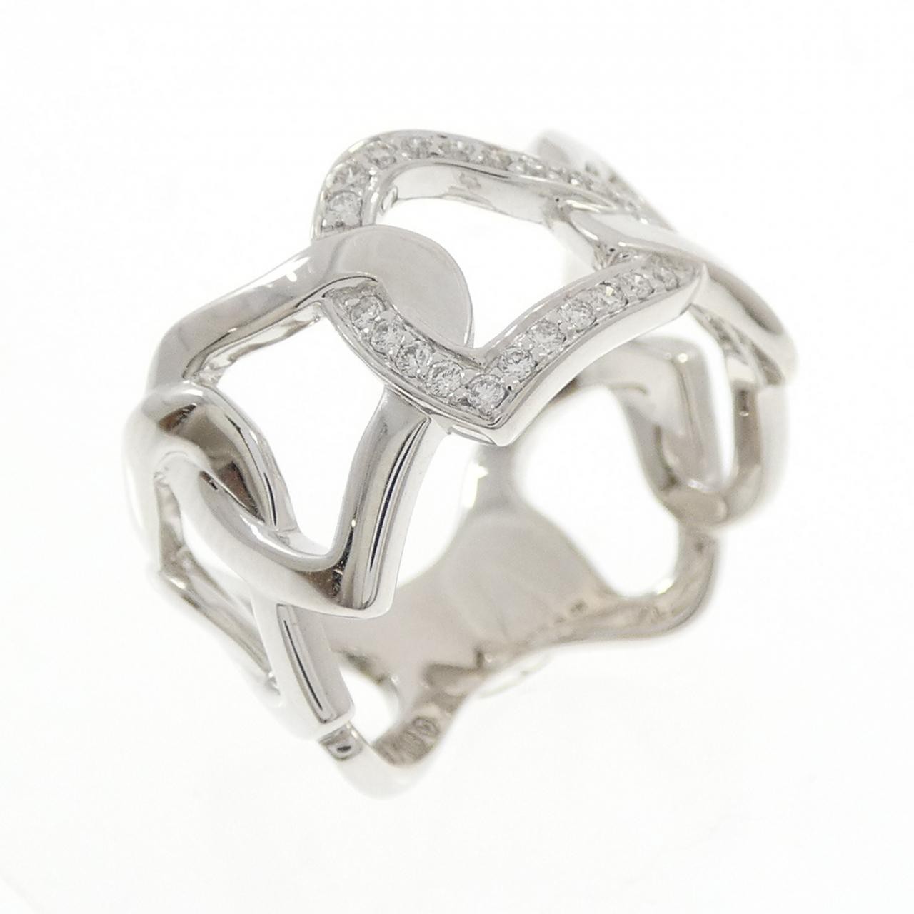 Authentic K18WG Diamond Ring #260-007-816-3294