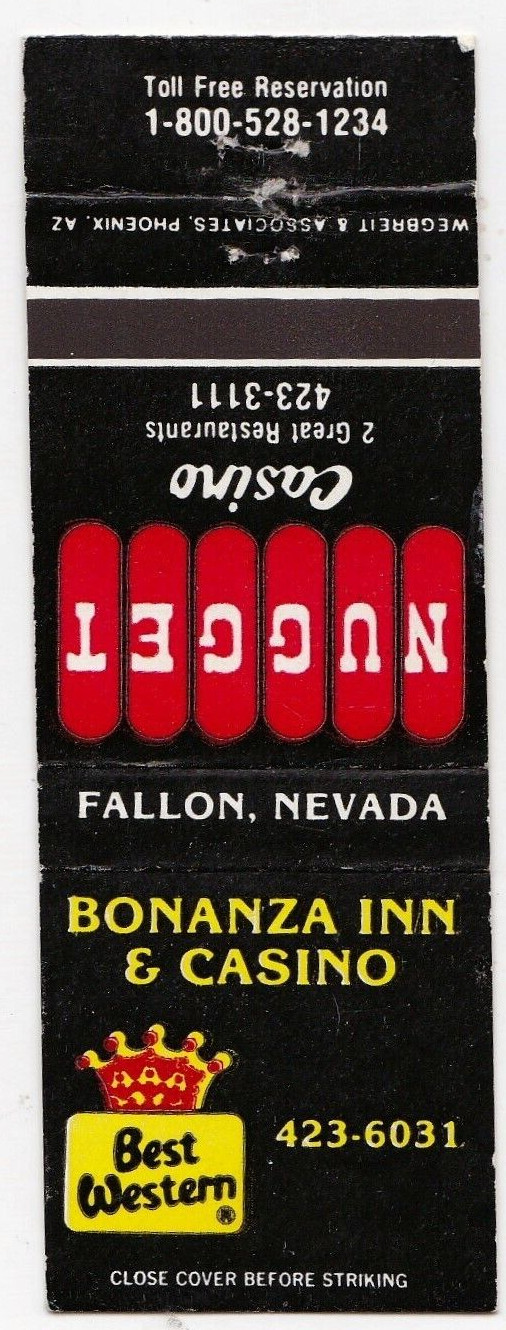 Bonanza Inn & Casino / Nugget Casino Matchbook Cover Carson City Nevada icmsc5