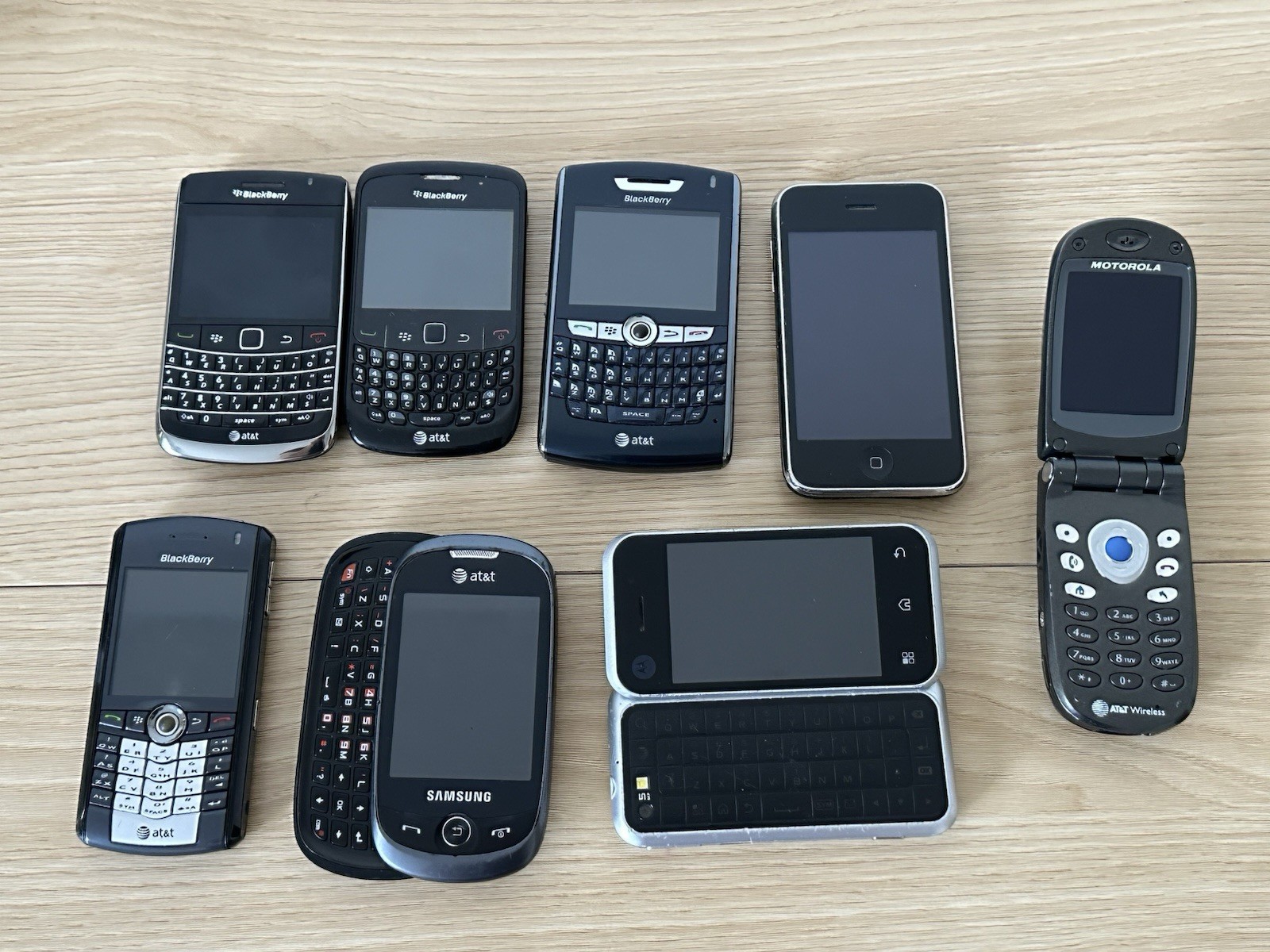 Lot of 8 Vintage Cell Phones BlackBerry Motorola iPhone Untested AS-IS 